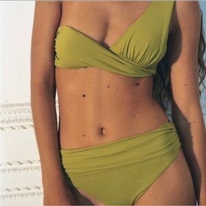 Zara Asymmetrical Olive Green Bikini